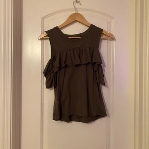 olive cold shoulder top, worn once